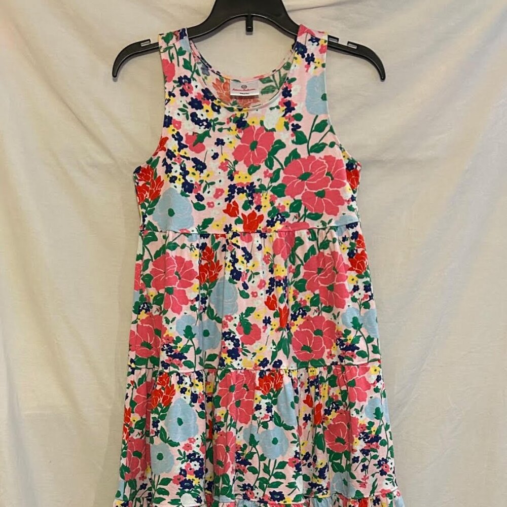 Hanna Andersson Girls 10 140cm Pink Floral Sleeveless Cotton Sundress Classic